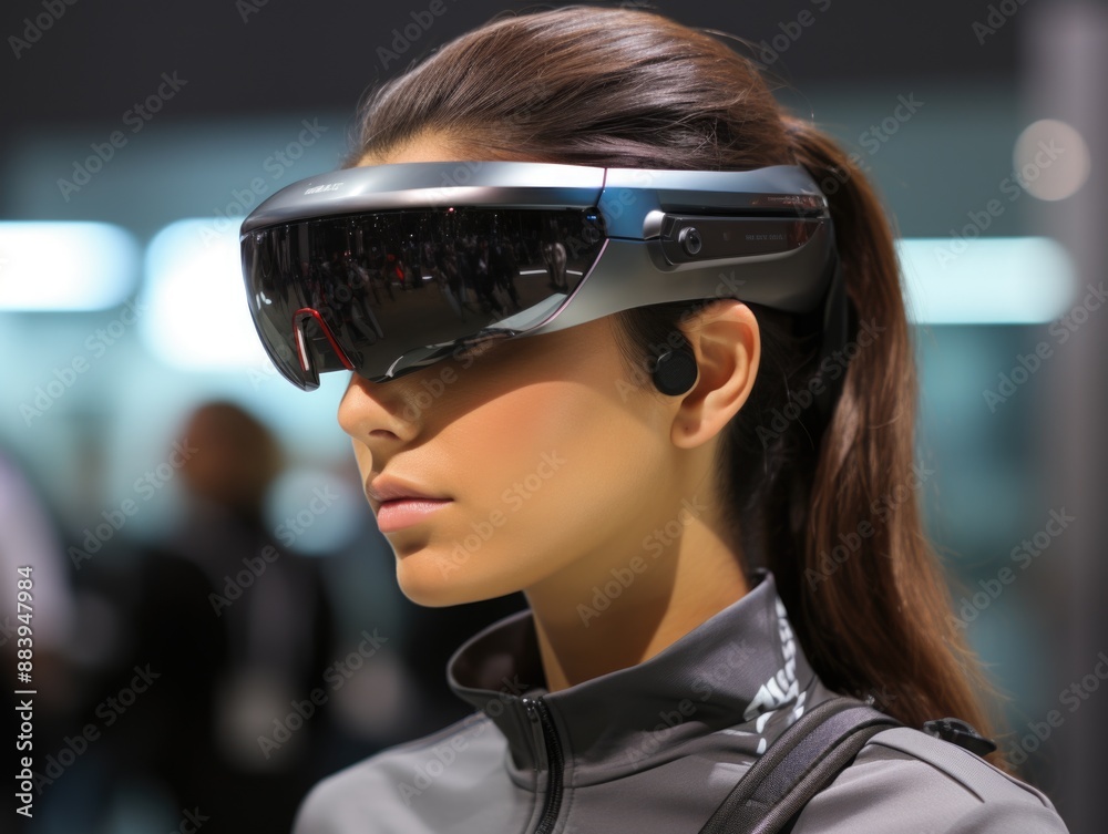 Futuristic Smart Glasses with Heads-up Display Showing Augmented Reality Features Futuristic Smart Glasses with Heads-up Display Showing Augmented Reality Features