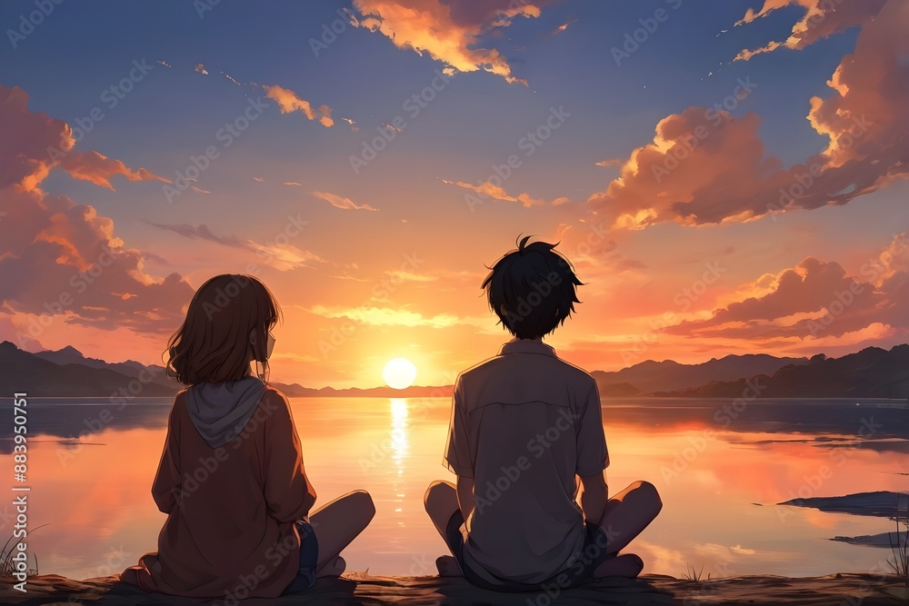 couple sitting on the beach at sunset couple sitting on the beach at sunset