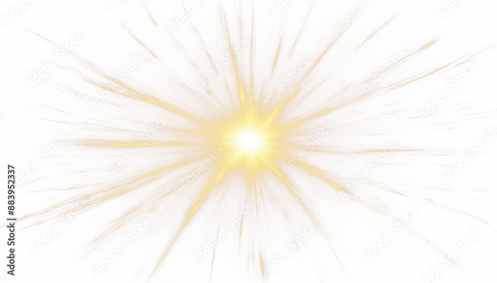 Naklejka premium Vibrant golden explosion of light isolate on transparent background, cutout, png