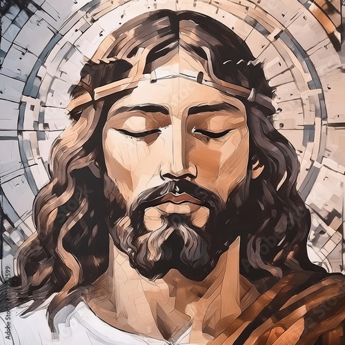 Portrait of Christ - Depiction of Jesus Christ - Peaceful and Calming Image - Savior of Humanity and Mankind - Image of Christianity - The Shepherd from Jerusalem - Artwork  photo