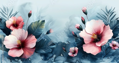 Pink and White Floral Pattern for Wallpaper