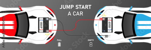 How to jump start battery car illustration