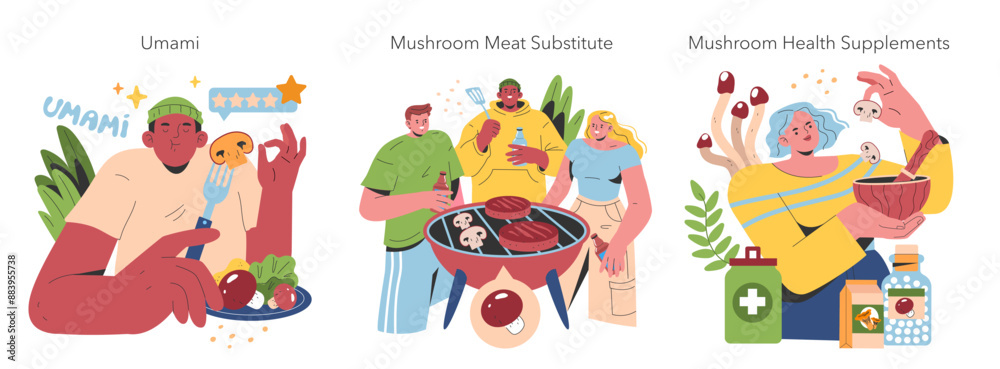 Mushroom Cultivation. Flat Vector Illustration Mushroom Cultivation. Flat Vector Illustration