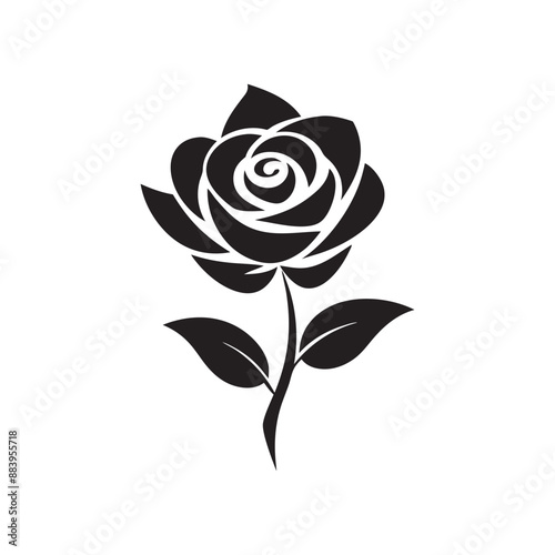 Wallpaper Mural Black roses flowers silhouette set vector, Hand-drawn style decorative rose for wedding invitation design Torontodigital.ca