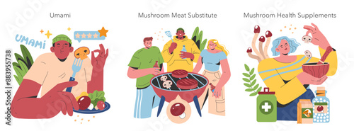 Mushroom Cultivation. Flat Vector Illustration