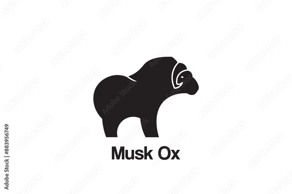 Fototapeta premium Musk ox logo visible on the side, musk ox silhouette logo ,template, emblem, icon.