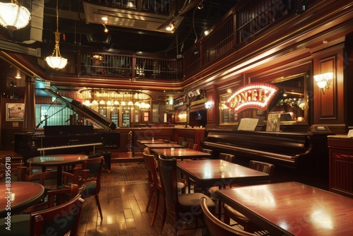 Wallpaper Mural A Grand Piano Under a Chandelier in a Romantic Tokyo Jazz Bar Torontodigital.ca