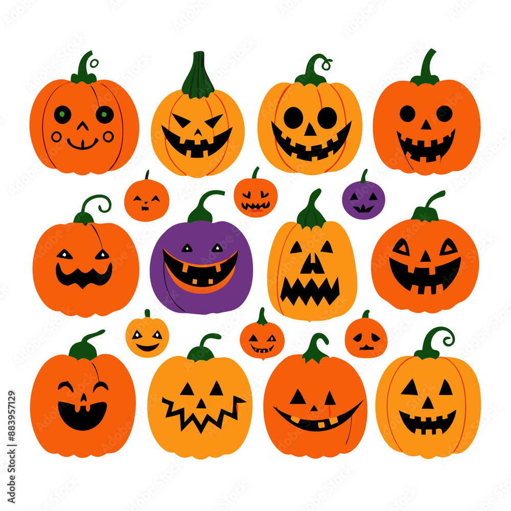 Pumpkin character set halloween Pumpkin character set halloween