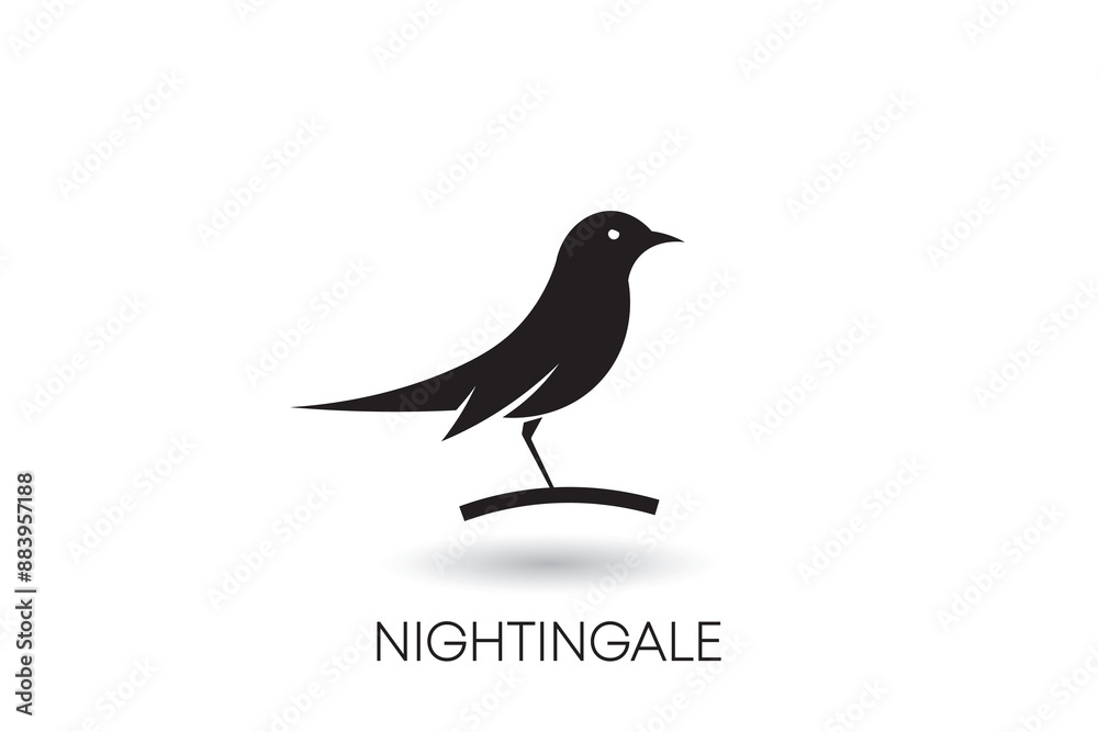 Obraz premium nightingale logo design, nightingale silhouette logo, nightingale icon.