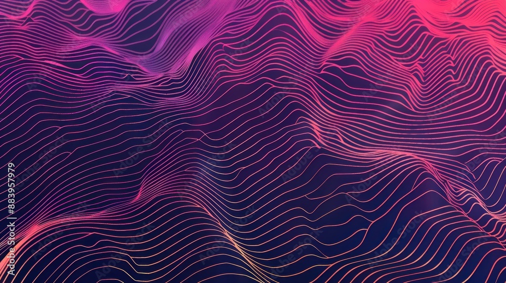 Fototapeta premium Abstract Wavy Lines in Pink and Yellow Hues