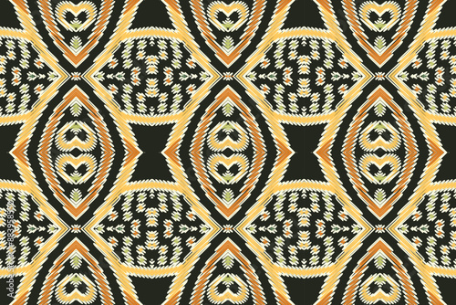 Ethnic ikat design Aztec tribal african art. Seamless pattern in tribal, folk embroidery, and Mexican style. Geometric ornament. Design for print fabric carpet