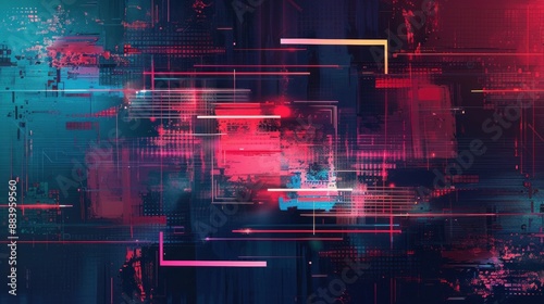 Abstract Digital Art with Neon Lights