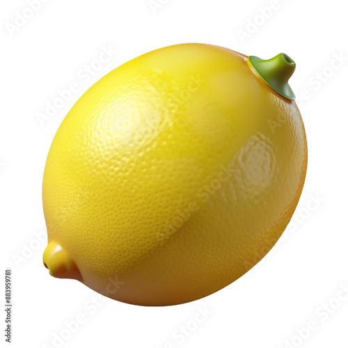3D glossy plastic lemon with realistic textures and vibrant colors
