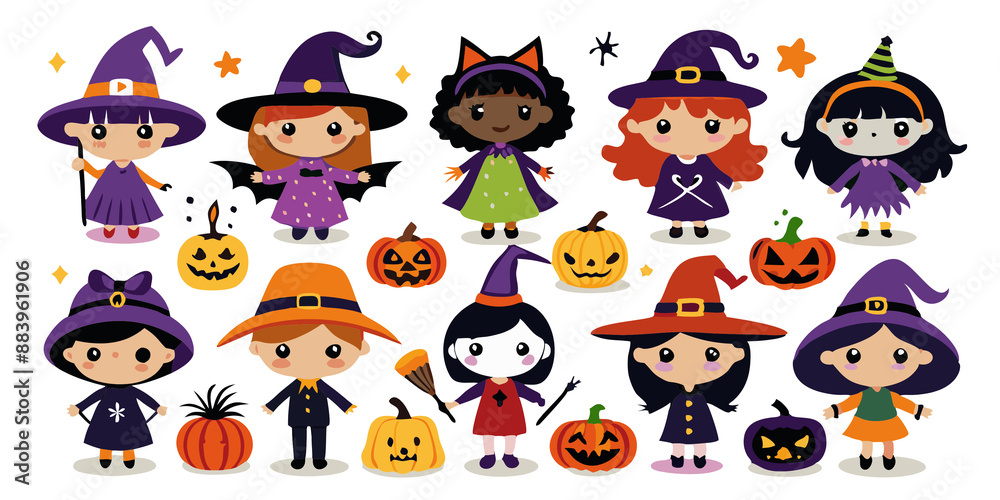 Fototapeta premium Halloween character costume Various ghosts are a set
