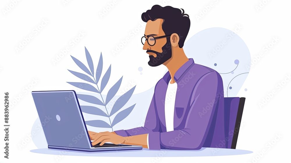 Overworking concept, man office worker touching neck due to tiredness from remote work on laptop computer for a long time at his home coworking Overworking concept, man office worker touching neck due to tiredness from remote work on laptop computer for a long time at his home coworking