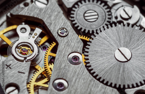 Wallpaper Mural Clockwork old mechanical pocket watch. Macro shot. Torontodigital.ca