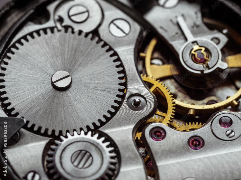 Clockwork old mechanical pocket watch. Macro shot. Clockwork old mechanical pocket watch. Macro shot.