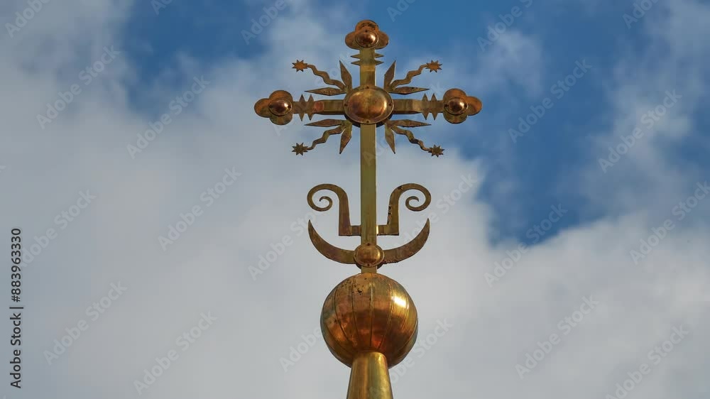 Cross on the dome of Church of the Transfiguration of the Lord at the Savior-Vifan Monastery, Sergiev Posad, Russia. Cross on the dome of Church of the Transfiguration of the Lord at the Savior-Vifan Monastery, Sergiev Posad, Russia.