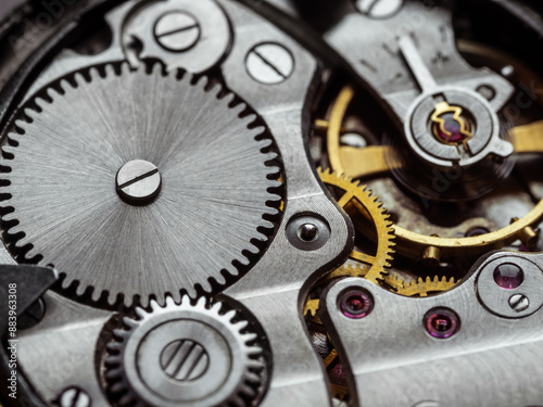 Wallpaper Mural Clockwork old mechanical pocket watch. Macro shot. Torontodigital.ca
