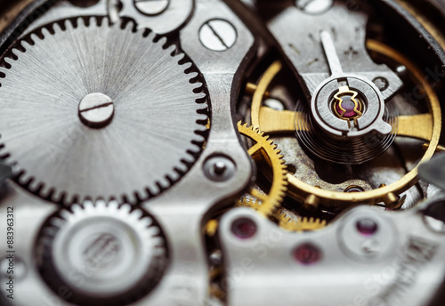 Wallpaper Mural Clockwork old mechanical pocket watch. Macro shot. Torontodigital.ca