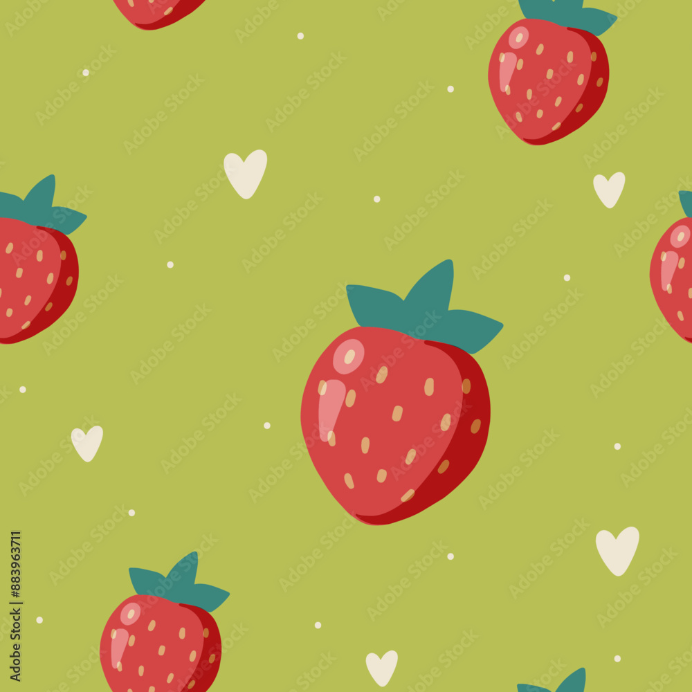Colorful Summer Seamless Pattern with cute hand drawn strawberries Colorful Summer Seamless Pattern with cute hand drawn strawberries