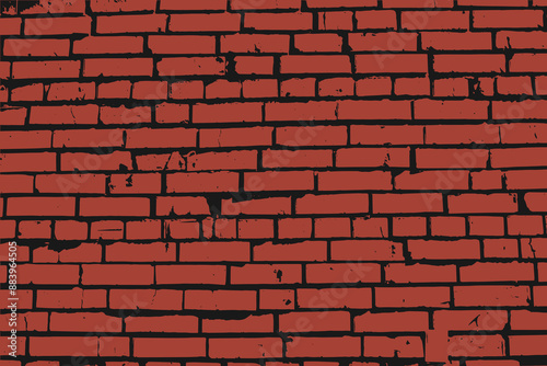 Brick texture. Bricks grungy background. Aged brick wall pattern. Red brick wall illustration.