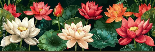 Vibrant Lotus Flowers in Full Bloom