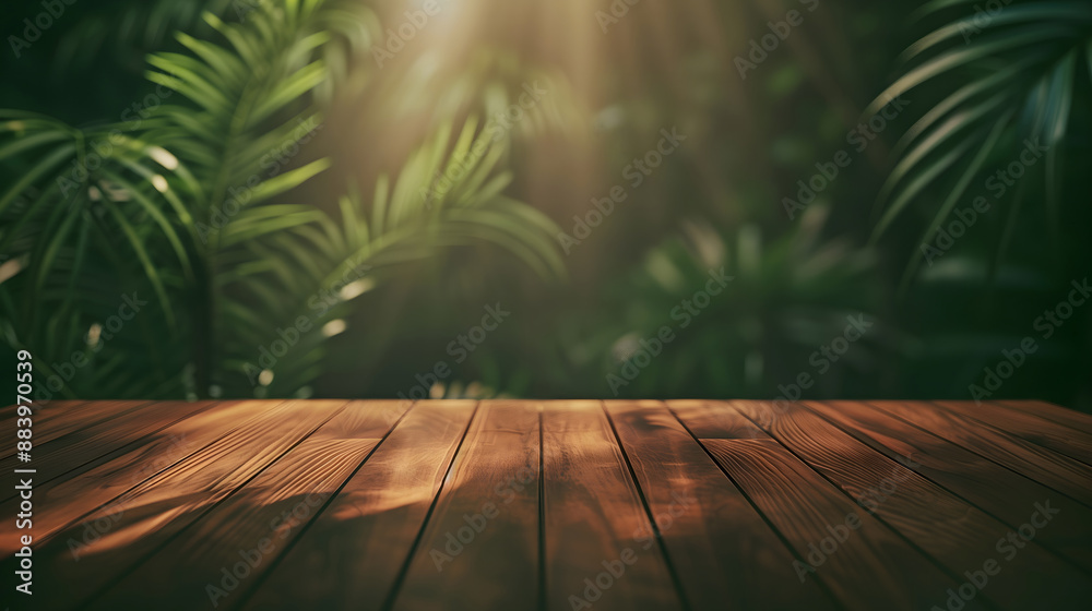 Empty wooden table and green, table top for products or food with forest and hills in the background. Empty wooden table and green, table top for products or food with forest and hills in the background.