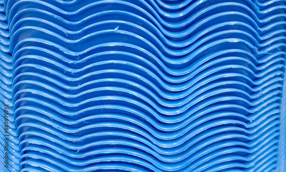 Close Up View, Texture Of The Arrangement Of Blue Plastic Bowls, Which Are Arranged Neatly And Tightly Close Up View, Texture Of The Arrangement Of Blue Plastic Bowls, Which Are Arranged Neatly And Tightly