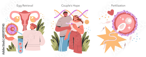 Test Tube Babies. Flat Vector Illustration