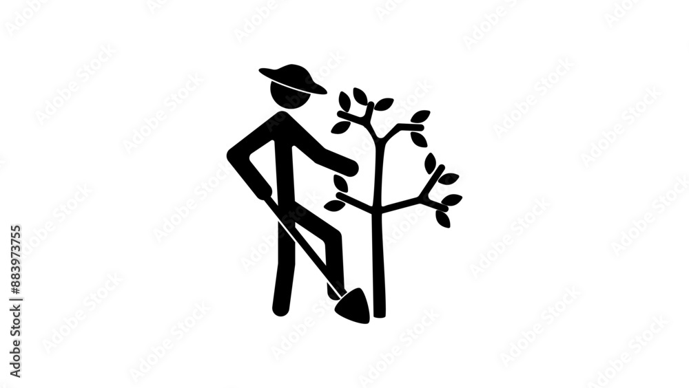 farmer works manually, black isolated silhouette farmer works manually, black isolated silhouette