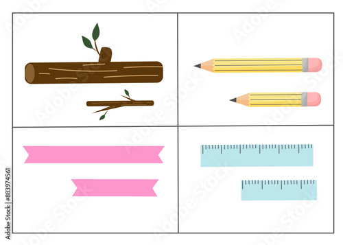 Long and short worksheet for kids, long and short activity for kindergarten
