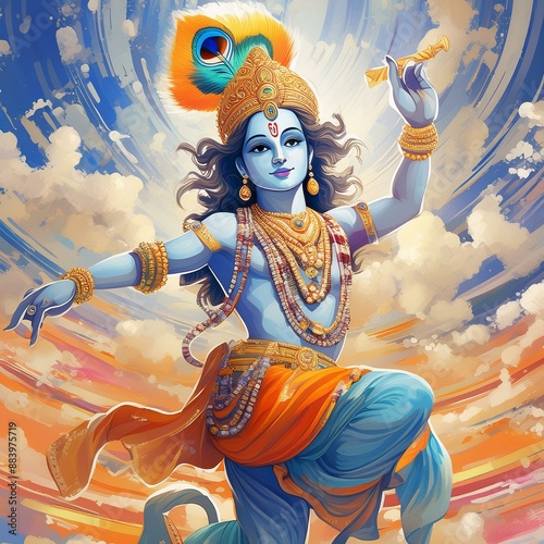 Dancing Lord Krishna digital art photo