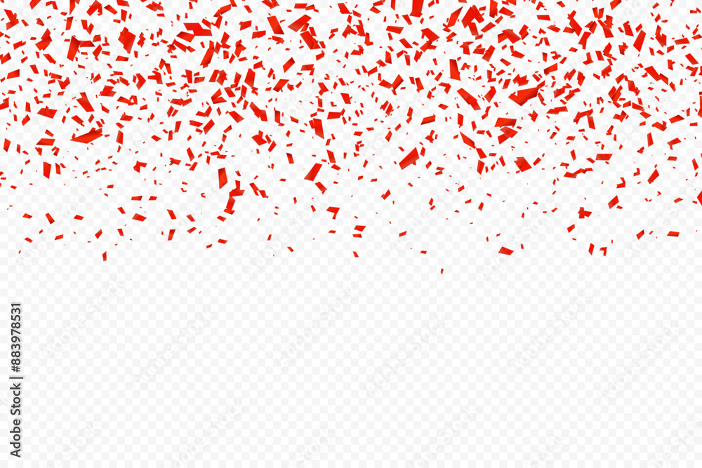 Fototapeta premium Glittering confetti on a transparent background. Red confetti