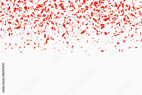 Glittering confetti on a transparent background. Red confetti