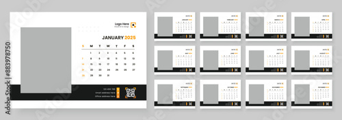 Calendar 2025 corporate template design set. Monthly planner design in corporate and business style, 12 months included.
