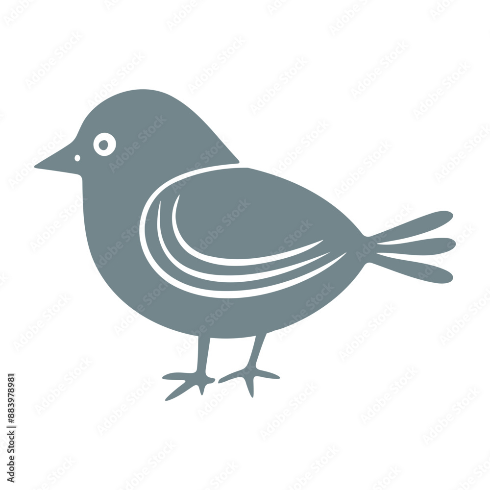 A gray bird with a simple, minimalist design A gray bird with a simple, minimalist design