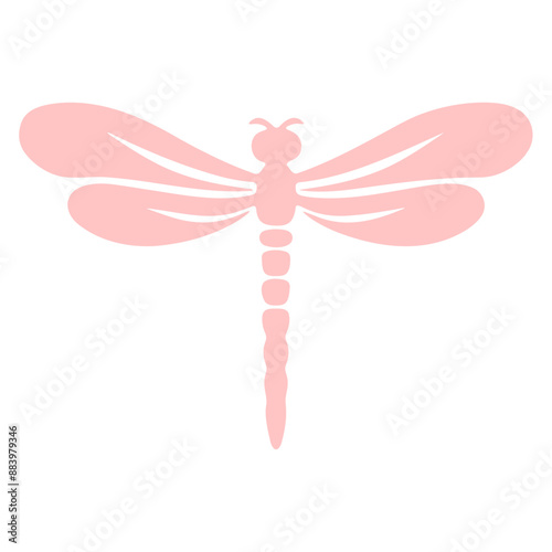 A pink dragonfly silhouette