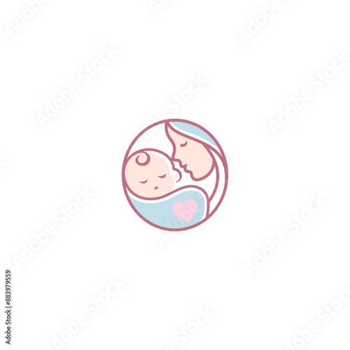 baby mascot logo sleeping love mom comfortably. Sweet dream illustrations. cute baby sleep