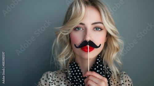 The woman with mustache prop. photo