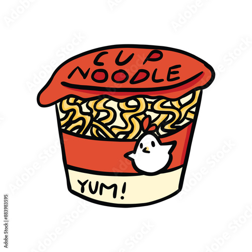 cute kawaii noodle cup illustration