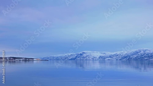 Alta View.  A winter view at dusk across Altafjord from the Alta waterfront in Northern Norway.