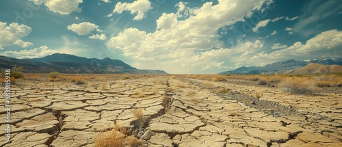 Drought-stricken landscape highlighting climate change effects, arid scenery