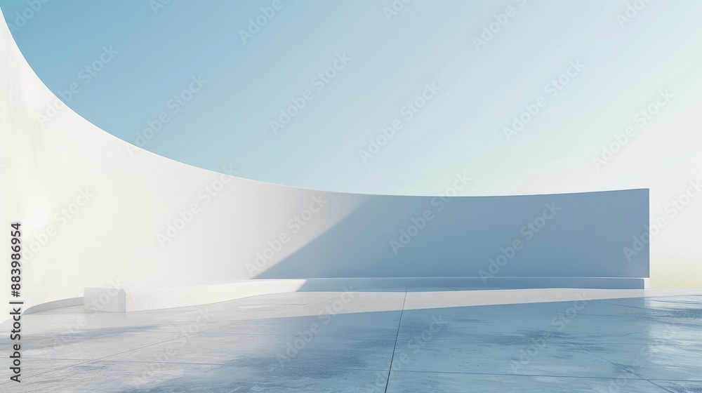 White curved walls stand tall against a clear, blue sky White curved walls stand tall against a clear, blue sky