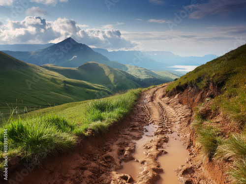 Mountain track in the mountains