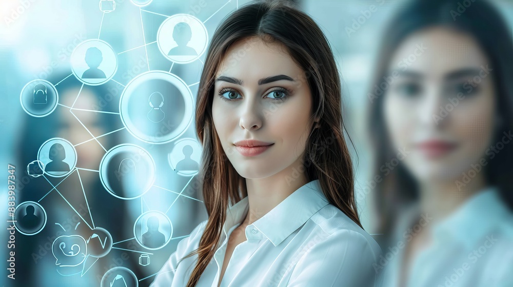 Obraz premium Businesswoman Conducting Virtual Hiring