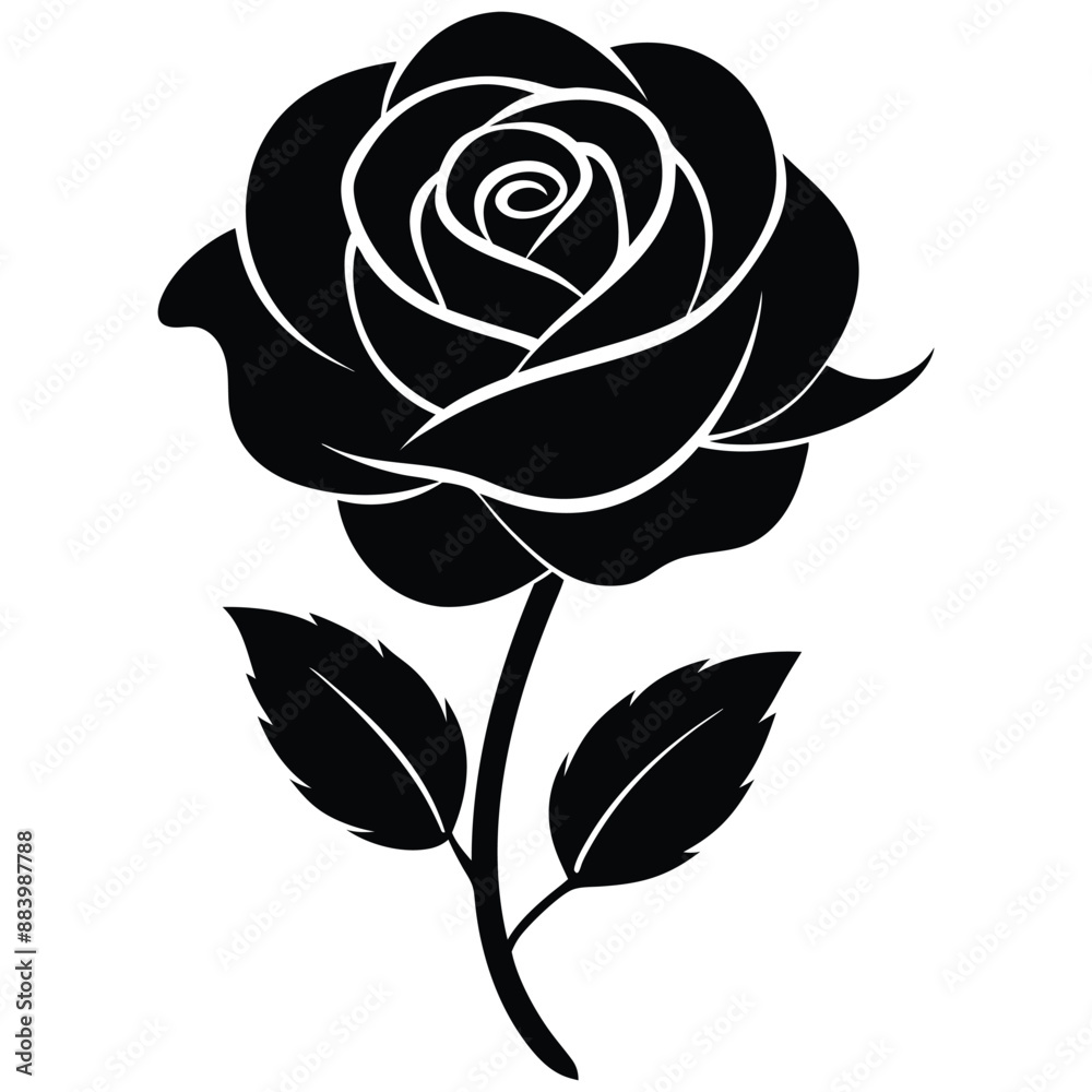 Hand drawn rose silhouette 