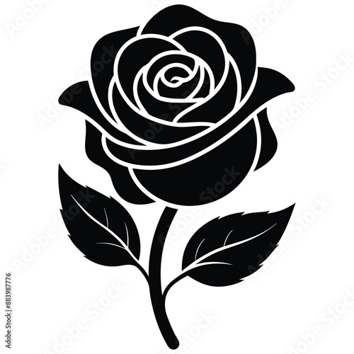 Hand drawn rose silhouette 