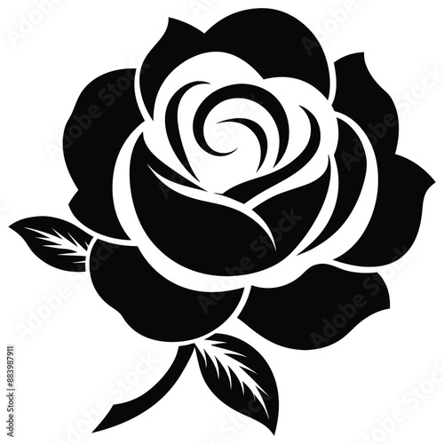 Hand drawn rose silhouette 