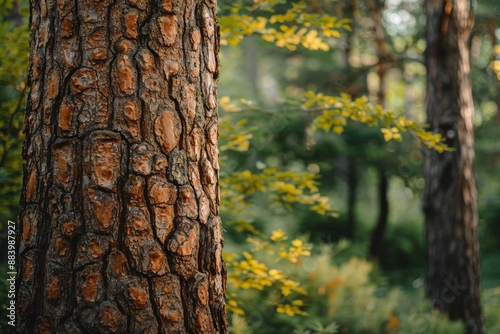 
close up of trunk of tree in forest 